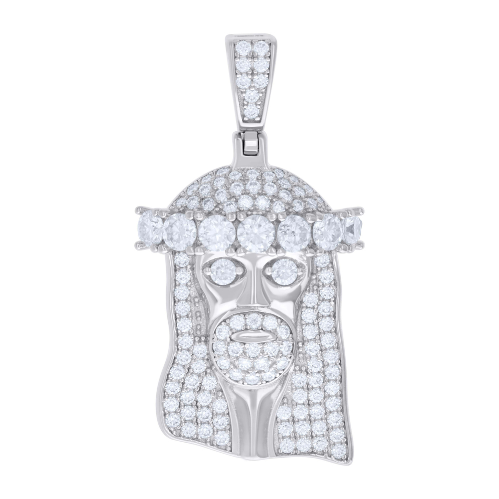 925 Sterling Silver Mens 1.67ct Moissanite Jesus Religious Charm Pendant